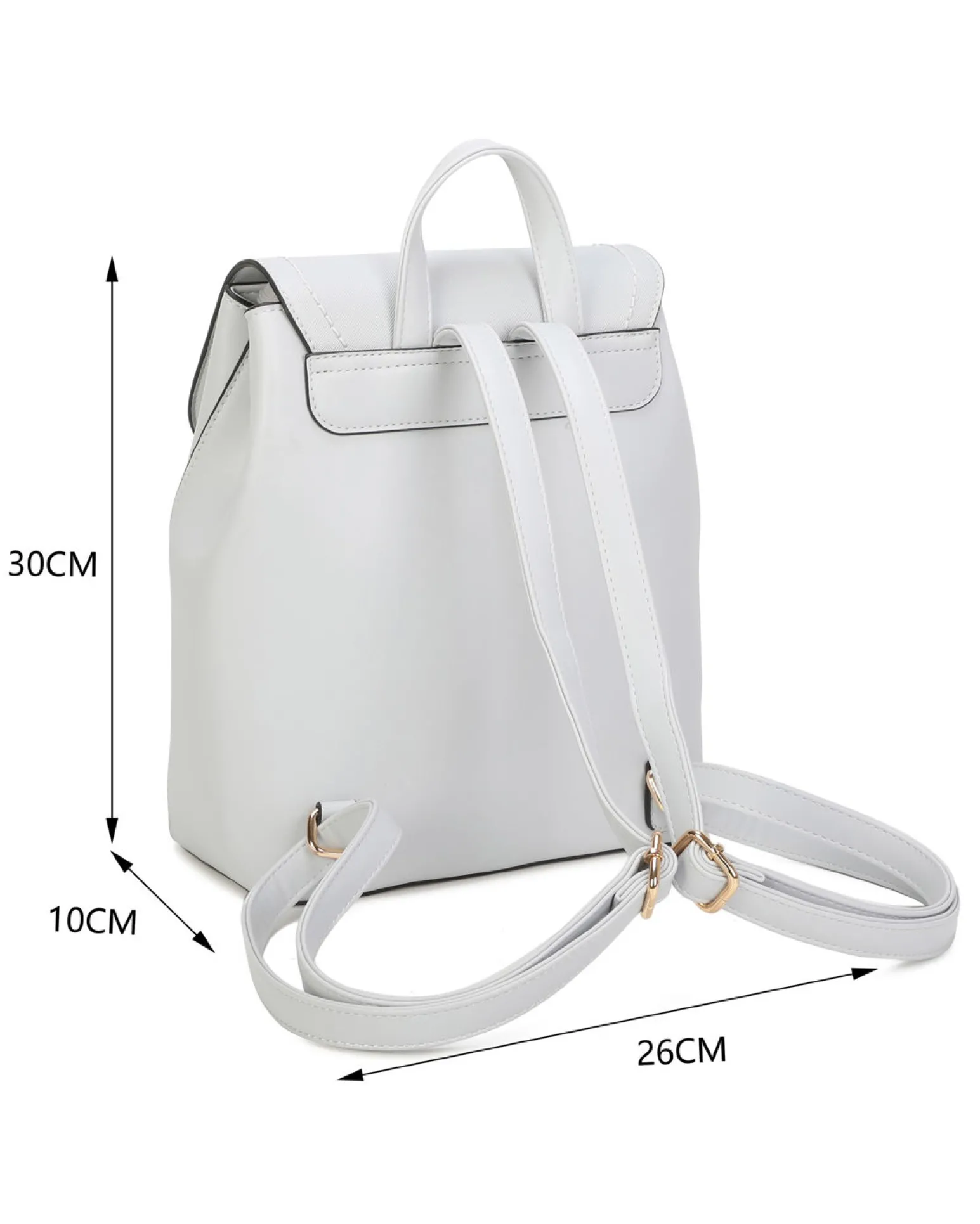 RIFLE - Zaino bianco con doppia tasca frontale e patta