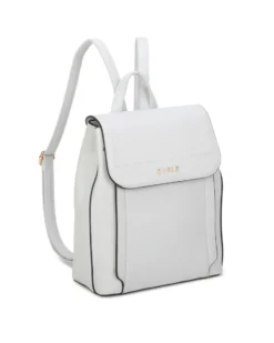 RIFLE - Zaino bianco con doppia tasca frontale e patta
