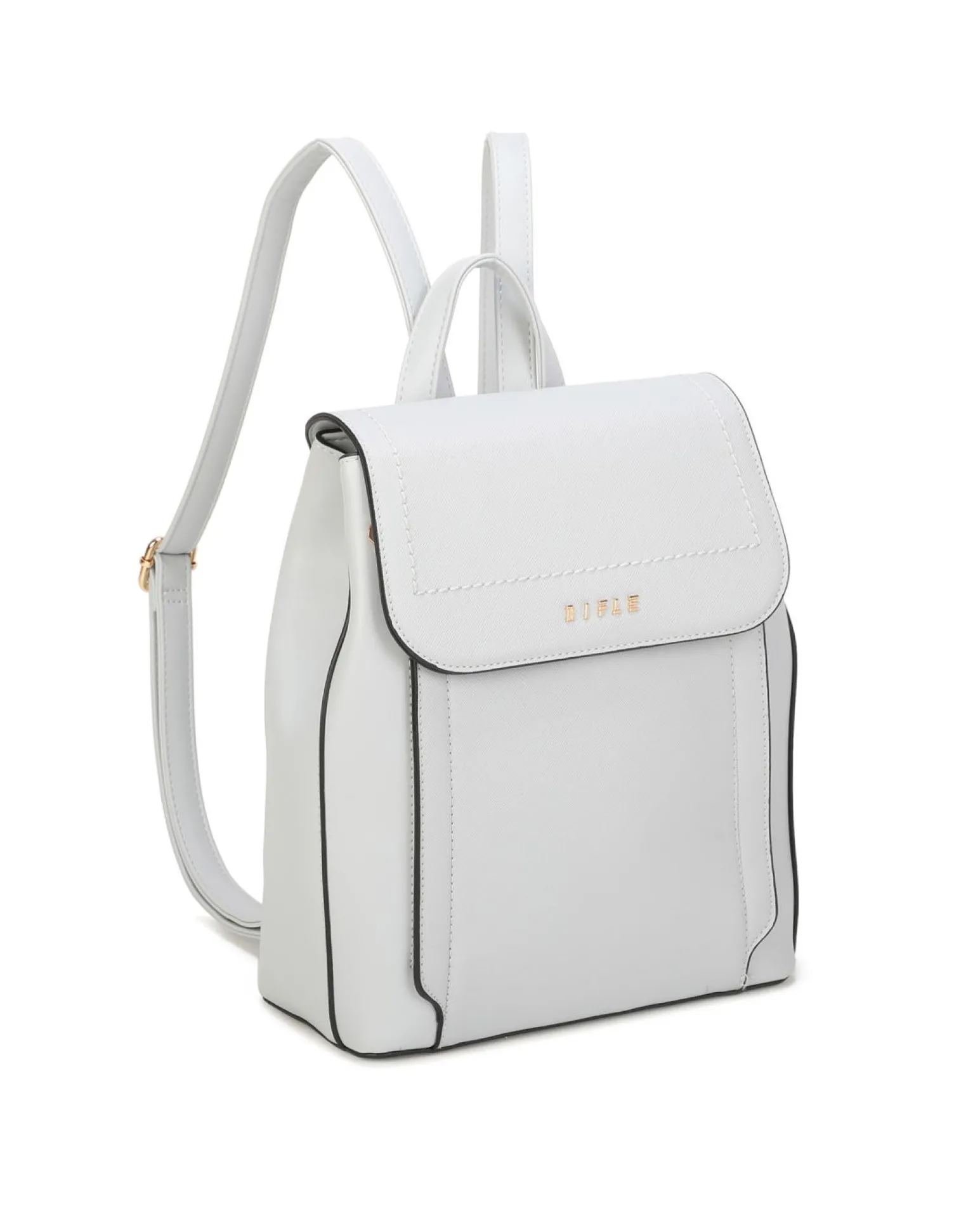 RIFLE - Zaino bianco con doppia tasca frontale e patta