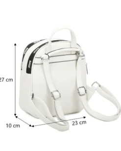 RIFLE - Zaino bianco con doppia cerniera loggata e tasca frontale