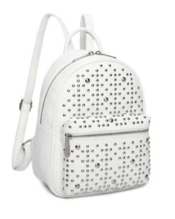 RIFLE - Zaino bianco con tascone frontale e borchie