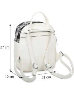 RIFLE - Zaino bianco e nero effetto intreccio con doppia cerniera loggata e tasca frontale
