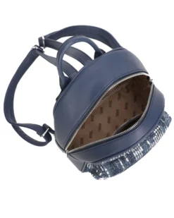 RIFLE - Zaino blu con tascone frontale e strass