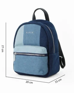RIFLE - Zaino blu jeans con tasca frontale