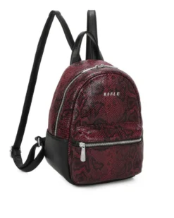 RIFLE - Zaino bordeaux pitonato con tasca frontale