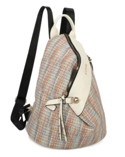 RIFLE - Zaino multicolor effetto intreccio con zip centrale e pulsante a chiusura