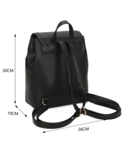 RIFLE - Zaino nero con doppia tasca frontale e patta