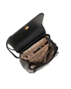 RIFLE - Zaino nero con doppia tasca frontale e patta