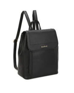 RIFLE - Zaino nero con doppia tasca frontale e patta