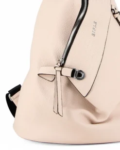 RIFLE - Zaino nude con zip centrale e pulsante a chiusura