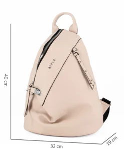 RIFLE - Zaino nude con zip centrale e pulsante a chiusura