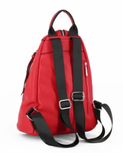 RIFLE - Zaino rosso con zip centrale e pulsante a chiusura