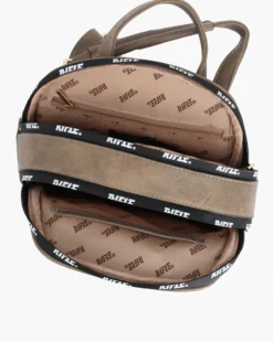 RIFLE - Zaino taupe con parte frontale scamosciata e due zip loggate