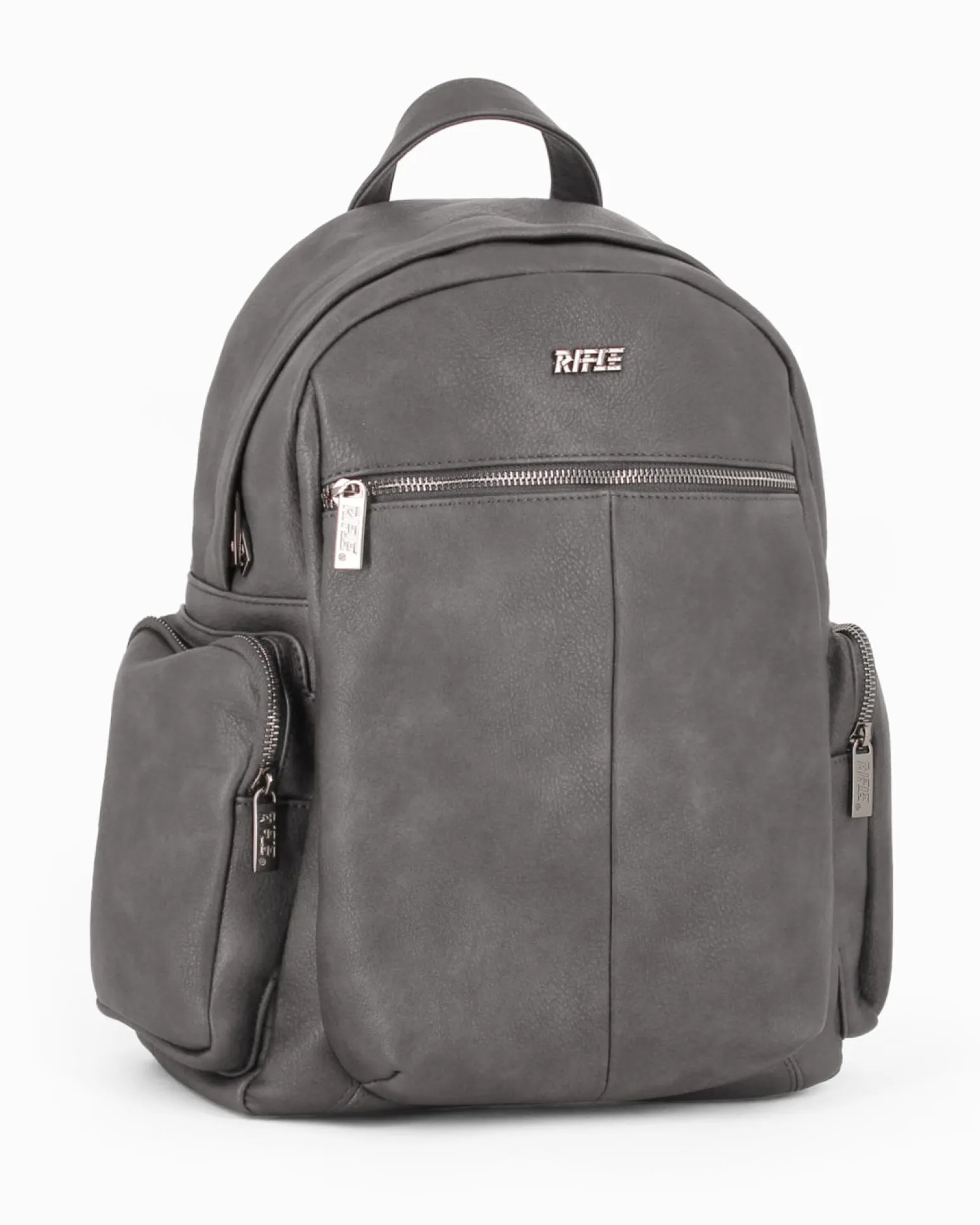 RIFLE - Zaino ufficio grigio con zip orizzontale frontale e due tasconi laterali