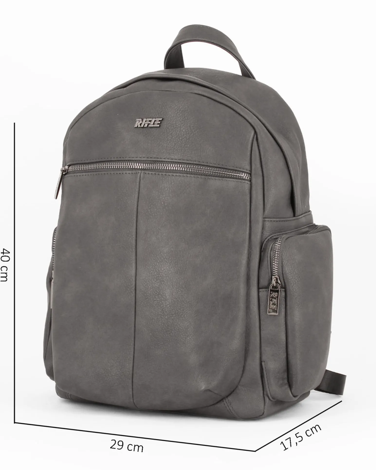 RIFLE - Zaino ufficio grigio con zip orizzontale frontale e due tasconi laterali