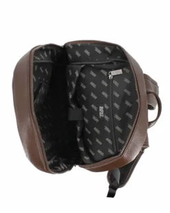 RIFLE - Zaino ufficio marrone con tre tasche frontali e tasca interna porta pc/tablet