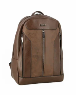 RIFLE - Zaino ufficio marrone con tre tasche frontali e tasca interna porta pc/tablet