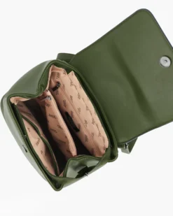 RIFLE - Zaino verde con tre scomparti principali e lettere logo scorrevoli sulla patta
