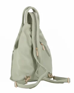 RIFLE - Zaino verde salvia due manici con tasca frontale effetto paglia e spalline regolabili con zip