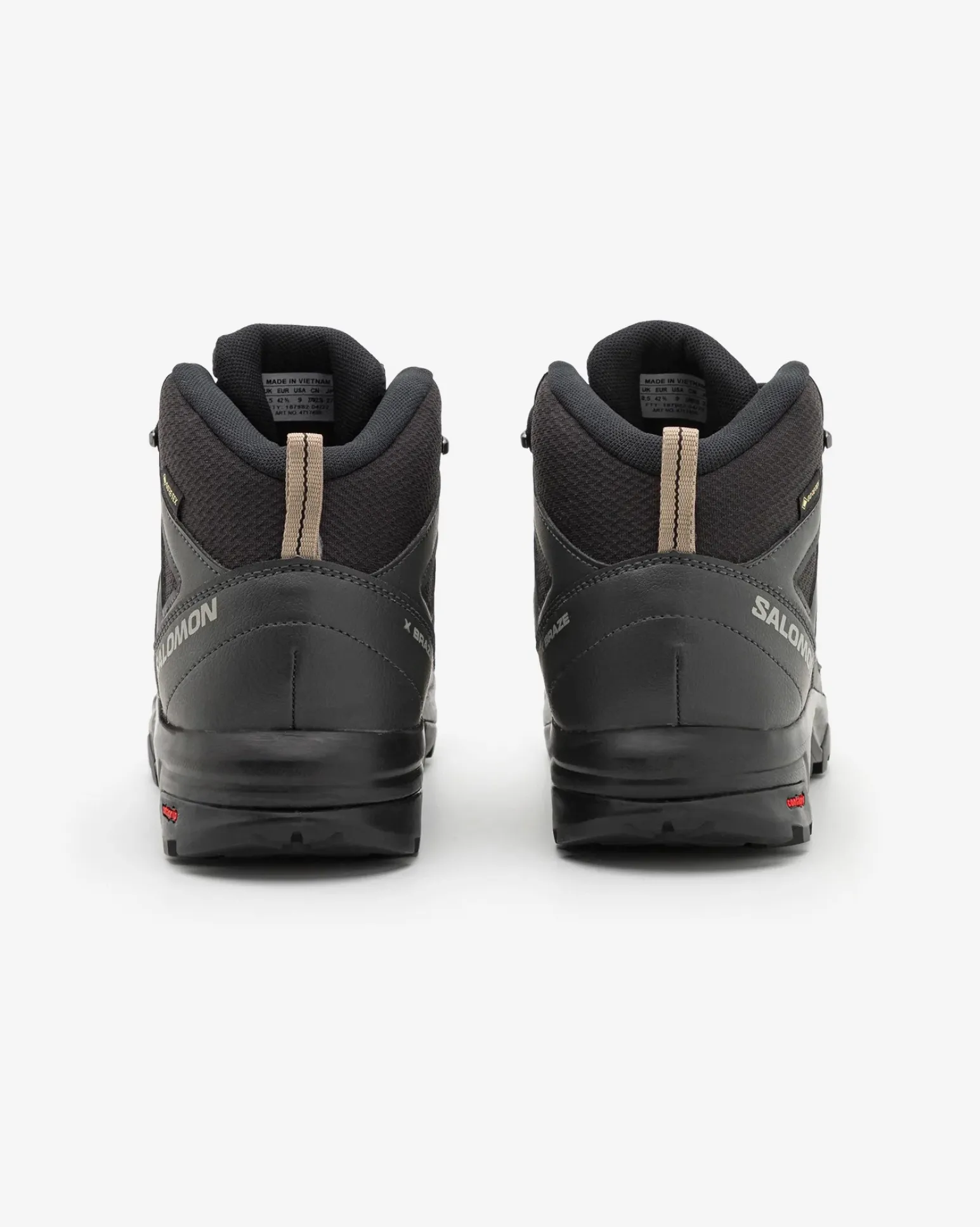 SALOMON - Scarpa alta da trekking uomo nera in GORE-TEX impermeabile e traspirante con intersuola in EVA ammortizzante, numerata 40,5/47,5 - X BRAZE MID GTX