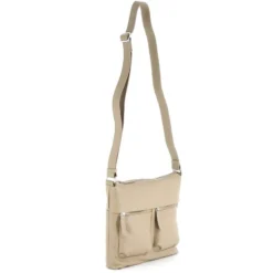 SAMSONITE- Tracolla in VERA PELLE con due tasche zip frontali