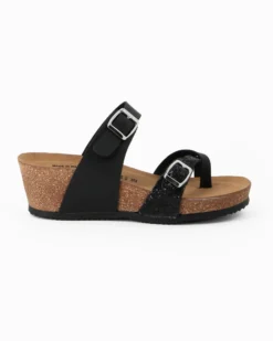 SANA COMFORT - Ciabatta nera con sottopiede in VERA PELLE e suola antiscivolo, MADE IN ITALY