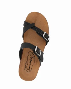 SANA COMFORT - Ciabatta nera con sottopiede in VERA PELLE e suola antiscivolo, MADE IN ITALY