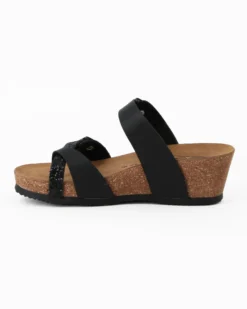 SANA COMFORT - Ciabatta nera con sottopiede in VERA PELLE e suola antiscivolo, MADE IN ITALY