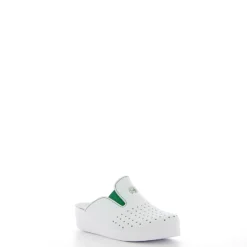 SANITAL LIGHT - Ciabatta sanitaria da donna bianca in VERA PELLE con inserti elasticizzati, MADE IN ITALY