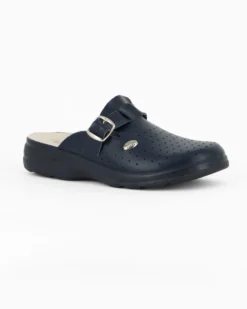 SANITAL LIGHT - Ciabatta sanitaria blu in VERA PELLE con fibbia - MADE IN ITALY