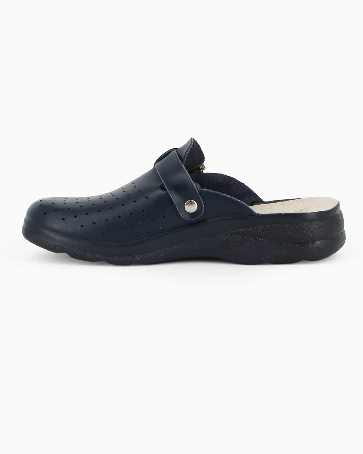 SANITAL LIGHT - Ciabatta sanitaria blu in VERA PELLE con fibbia - MADE IN ITALY