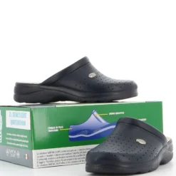 SANITAL LIGHT - Ciabatta sanitaria blu in VERA PELLE, MADE IN ITALY