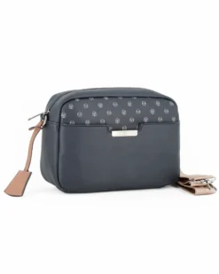 SERGIO TACCHINI - Borsa blu con tasca frontale e ciondolo portachiavi, tracolla removibile