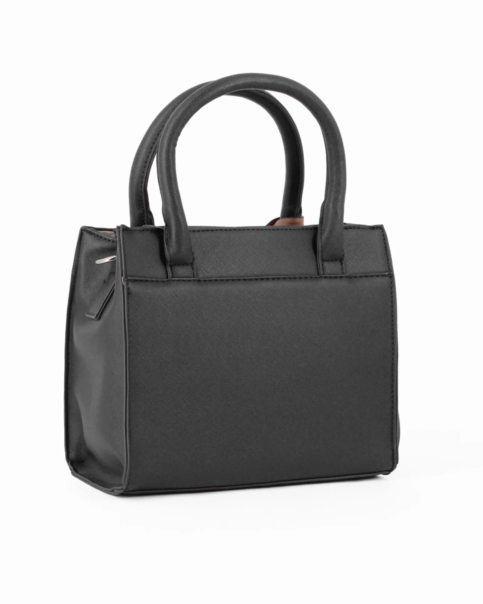 SERGIO TACCHINI - Borsa due manici nera con tasca frontale e tre scomparti interni, tracolla e ciondolo portachiavi removibili