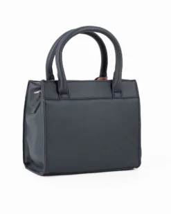 SERGIO TACCHINI - Borsa due manici blu con tasca frontale e tre scomparti interni, tracolla e ciondolo portachiavi removibili