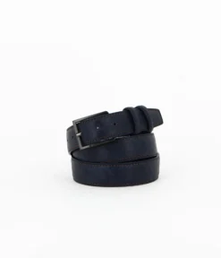 SERGIO TACCHINI - Cinta da uomo blu con fodera in VERA PELLE