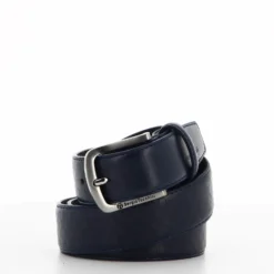 SERGIO TACCHINI - Cinta da uomo blu con fodera in VERA PELLE