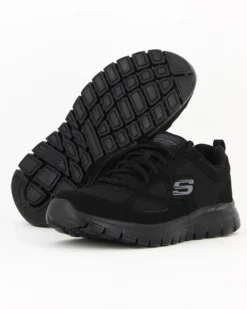 SKECHERS - BURNS - AGOURA - Sneakers nera con tomaia in morbida pelle liscia
