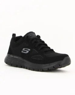 SKECHERS - BURNS - AGOURA - Sneakers nera con tomaia in morbida pelle liscia