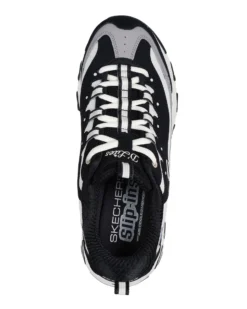 SKECHERS - D'LITES - SMOOTH NOSTALIA - Sneakers nera con tomaia in pelle a strati, mesh e maglia con passanti in tessuto resistente