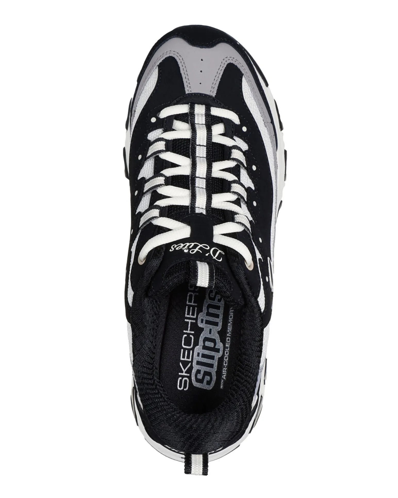 SKECHERS - D'LITES - SMOOTH NOSTALIA - Sneakers nera con tomaia in pelle a strati, mesh e maglia con passanti in tessuto resistente