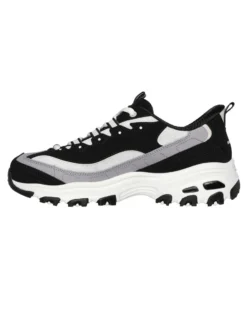 SKECHERS - D'LITES - SMOOTH NOSTALIA - Sneakers nera con tomaia in pelle a strati, mesh e maglia con passanti in tessuto resistente