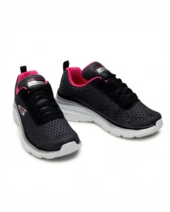 SKECHERS - Fashion Fit - Bold Boundaries - Sneakers nera con dettagli fucsia e soletta in memory foam