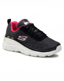 SKECHERS - Fashion Fit - Bold Boundaries - Sneakers nera con dettagli fucsia e  soletta in memory foam