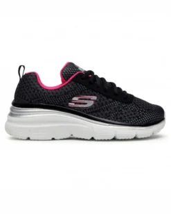 SKECHERS - Fashion Fit - Bold Boundaries - Sneakers nera con dettagli fucsia e  soletta in memory foam