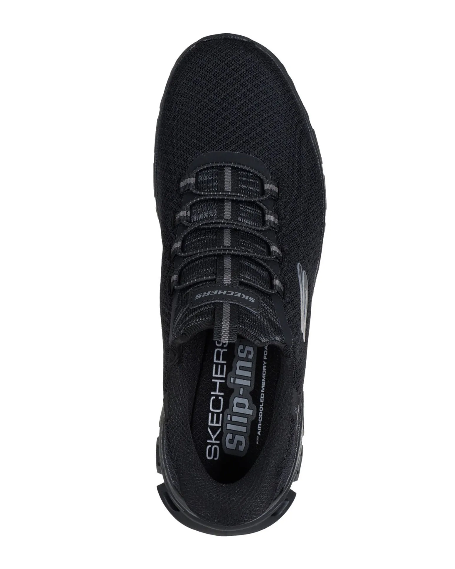 SKECHERS - GLIDE - STEP - NOXUS - Sneakers nera con tomaia in mesh a rombi e lacci rotondi elasticizzati fissi
