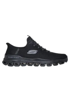 SKECHERS - GLIDE - STEP - NOXUS - Sneakers nera con tomaia in mesh a rombi e lacci rotondi elasticizzati fissi