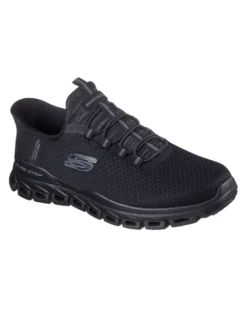 SKECHERS - GLIDE - STEP - NOXUS - Sneakers nera con tomaia in mesh a rombi e lacci rotondi elasticizzati fissi