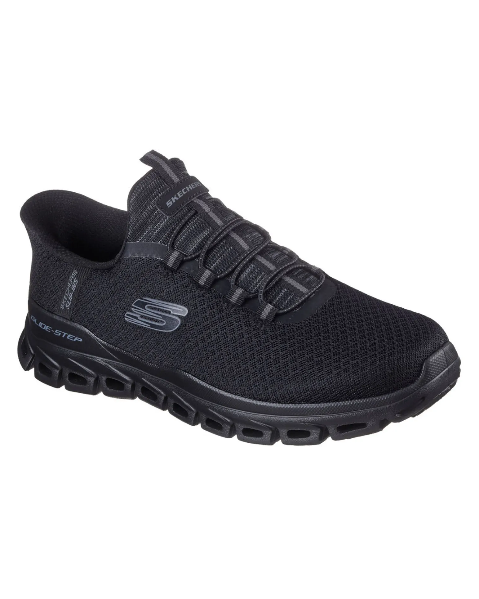 SKECHERS - GLIDE - STEP - NOXUS - Sneakers nera con tomaia in mesh a rombi e lacci rotondi elasticizzati fissi