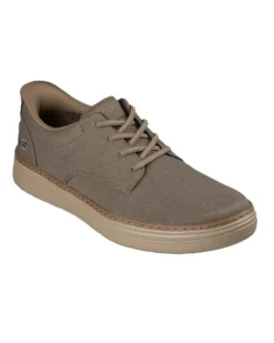 SKECHERS - HYLAND - JUSTINO - Scarpa taupe da uomo con tomaia in tela e lacci elastici fissi